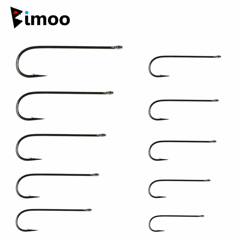 Bimoo-gancho de pesca de água salgada, 50pcs, longo gancho haste, sabiki, água salgada, água doce, voar, tamanho 10, 4, 2, 2/0, 3/0