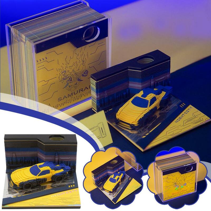 Блочные 3D заметки в форме автомобиля, Бумажные скульптуры, заметки, товары для дня рождения, новый подарок для школы, канцелярские принадлежности для офиса и Рождества Y9U9