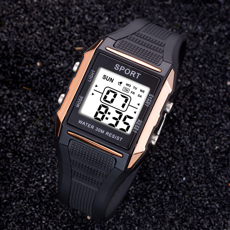 Reloj de pulsera electrónico luminoso para hombre, cronógrafo Digital, informal, deportivo, militar, resistente al agua, pantalla LED