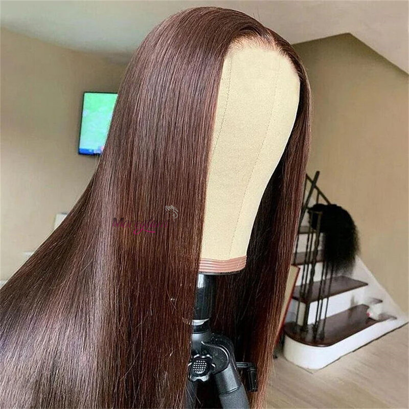 #4 Chocolate Brown Straight HD Lace Frontal Wig Malaysian Straight Human Hair Wigs Colored Human Hair Wig 13x4 Lace Frontal Wig