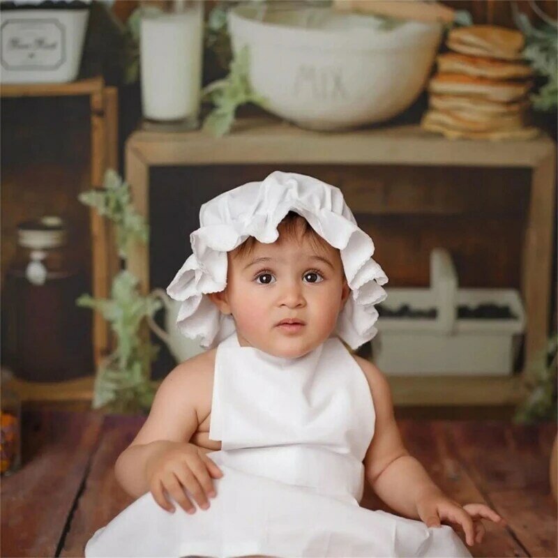K5dd fantasia foto bebê, chapéu chef e avental, roupa para recém-nascidos, adereços para fotos, roupas infantis para a