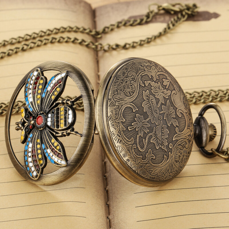 Вырезанное металлическое ожерелье с подвеской, клей в виде пчелиного цветка, винтажное карманное украшение для подарка, искусственное украшение, античное украшение