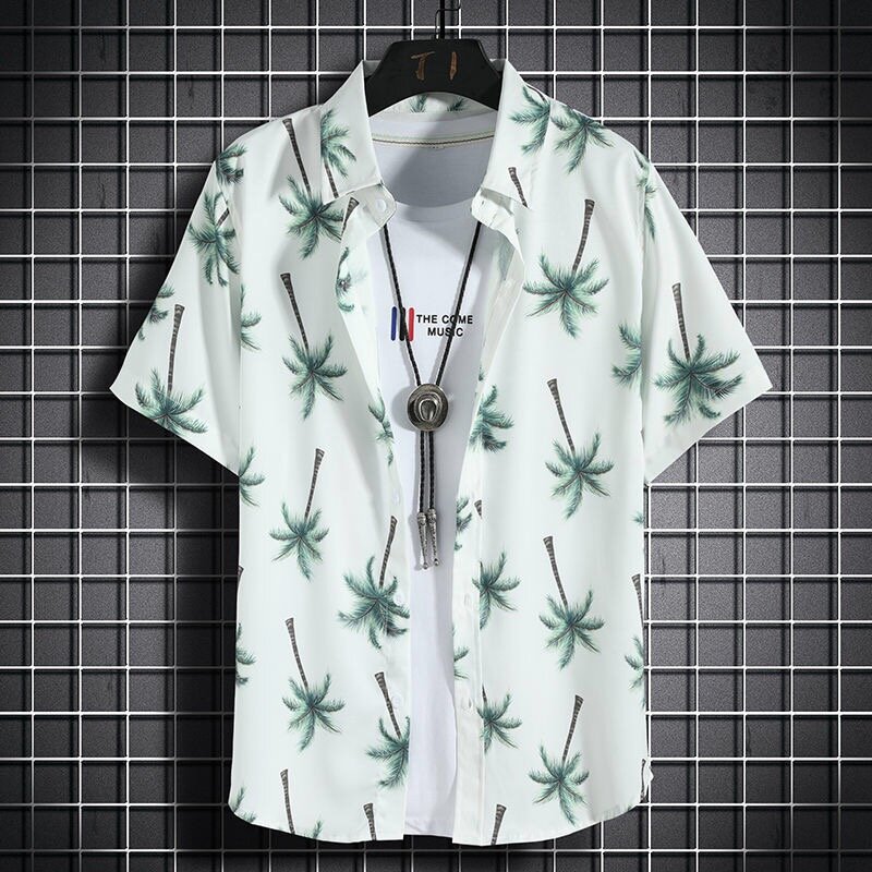 남성용 하와이안 해변 셔츠, 반팔 캐주얼 셔츠, 해변 휴가 속건성 의류, 느슨한 꽃 탑