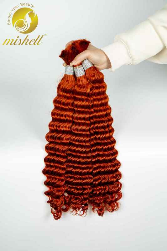 Ginger Orange 26 28 Inch Human Hair For Braiding Deep Wave Bulk No Weft 100% Virgin Hair Human Braiding Hair For Boho Braids