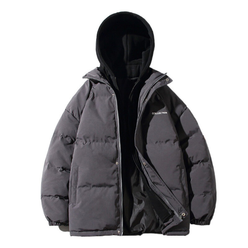 Ropa de algodón suelta y gruesa para hombre y mujer, abrigo informal con capucha y cremallera, Color sólido, novedad de invierno, 2024