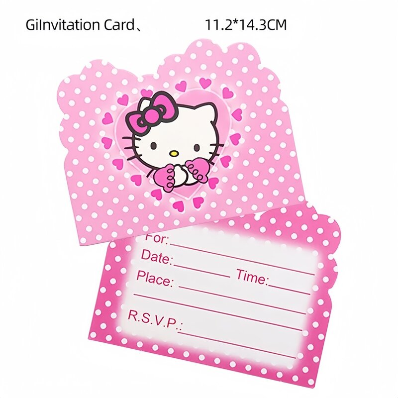 Hello Kitty การ์ดเชิญลายโปเกมอนปิกาจูการ์ดอวยพรวันเกิดอุปกรณ์สำหรับงานเลี้ยงวันเกิด