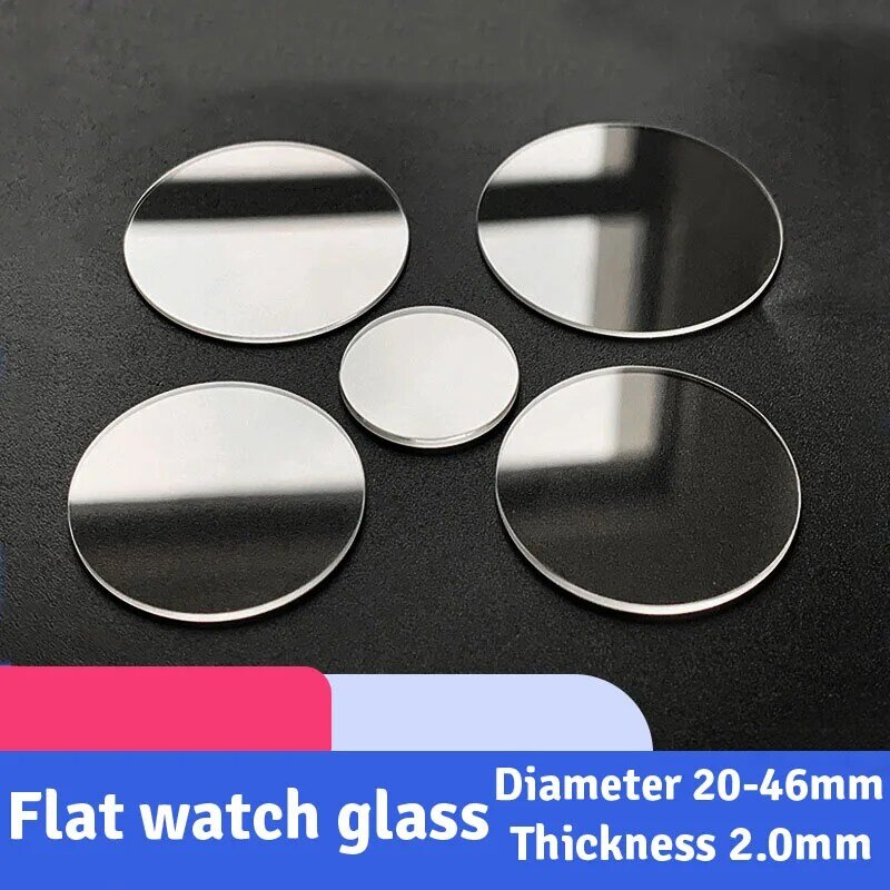2pcs 20mm-46mm Flat Watch Crystal Mineral Glass Replacement Part 2mm Thickness Watch Glass