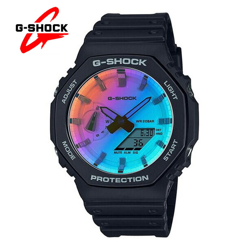 Мужские часы G-SHOCK GA 2100, кварцевые часы, многофункциональные уличные спортивные противоударные, с двойным циферблатом, автоматические часы