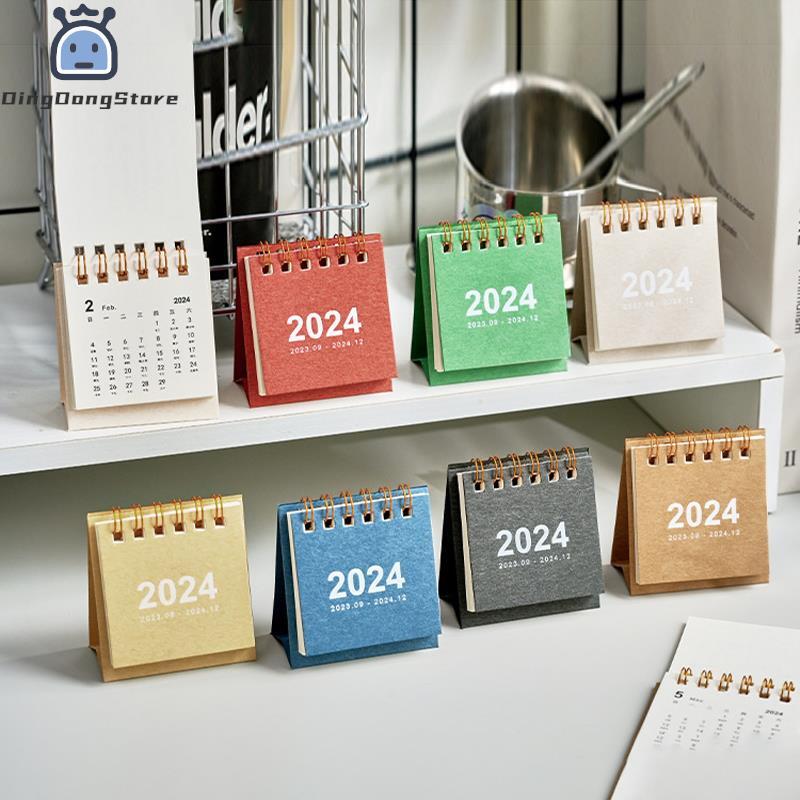 Mini calendário minimalista para decoração desktop, material de escritório estudantil, planejamento, organizador, programação diária, 2024, 1pc