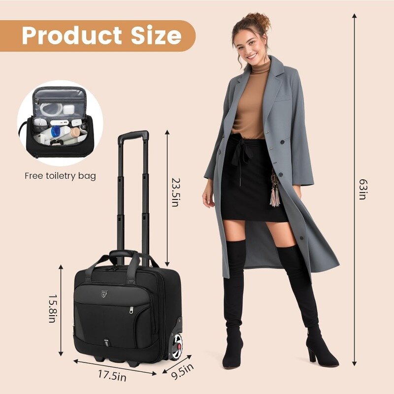 Bolsa para laptop para homens e mulheres, Maleta rolante sobre rodas, Carry On Bag para viagens de negócios