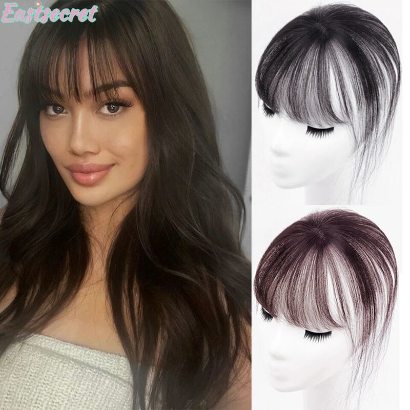 Black/Light Brown Clip In Hair Bangs Hairpiece Accessories Synthetic Fake Bangs Clip In Hair Extensions Clip In Hair Pieces