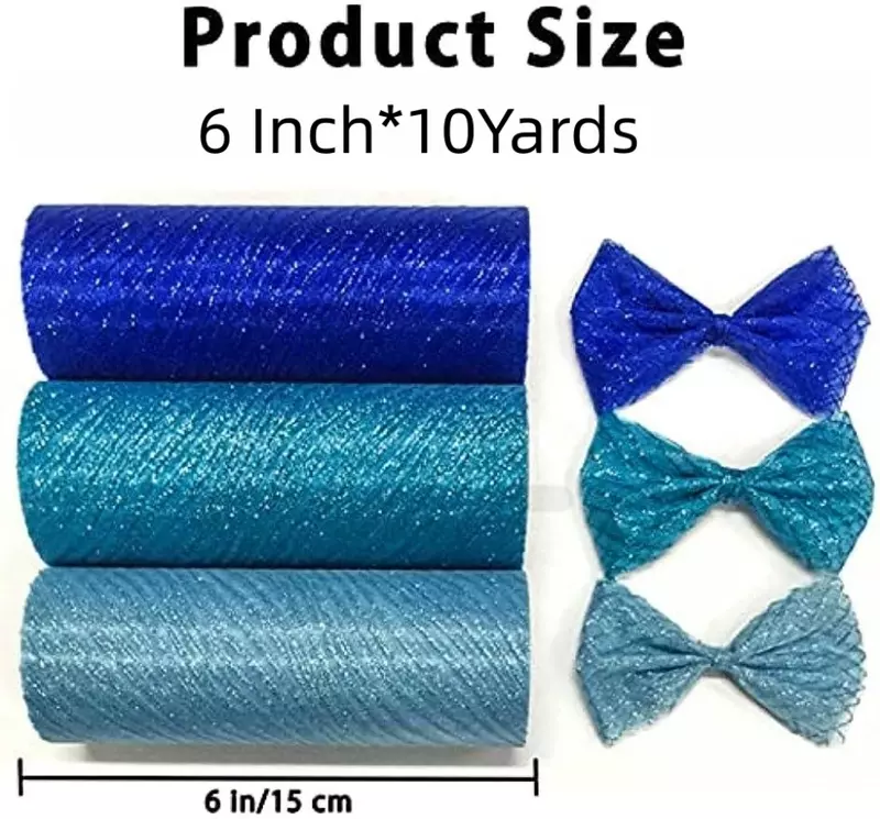Glitter Wave Tulle Roll For Wedding Birthday Party Decorations DIY 6" x 10 Yards