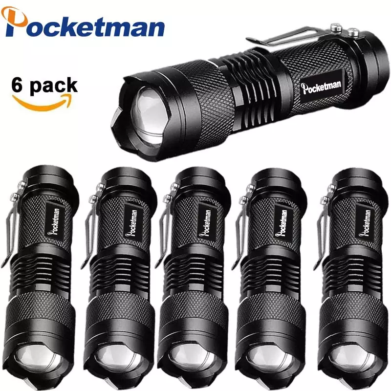 Dulinjuste-Lampes de poche portables à LED, lampes de camping, torche zoomable, lanternes d'autodéfense, 3 modes, 6 pièces par lot, z50