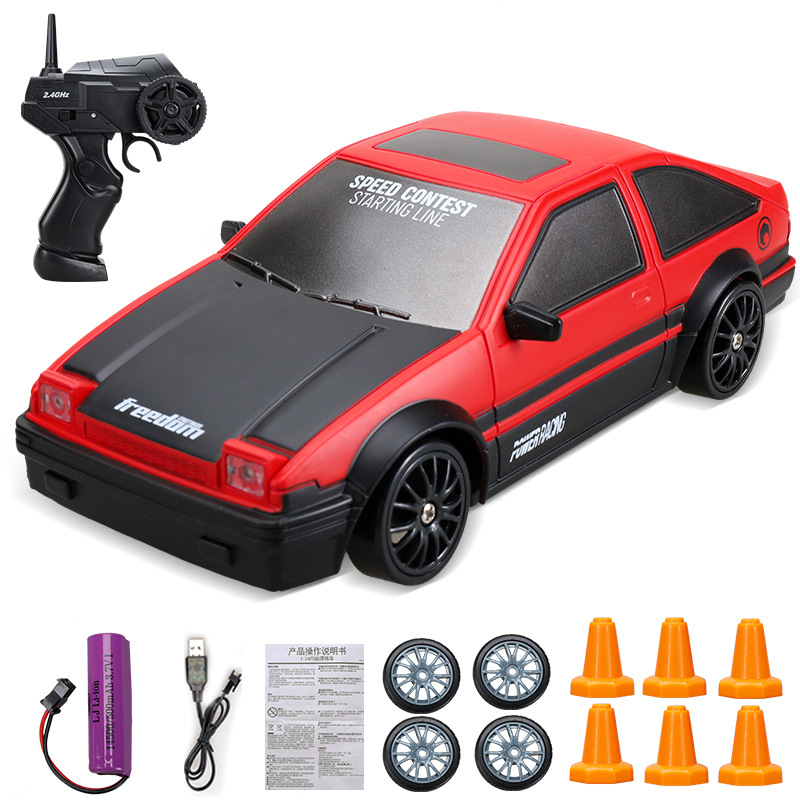 고속 드리프트 RC카 원격 제어 4WD 장난감, AE86 모델 GTR 차량, RC 레이싱 카 장난감, 어린이용 크리스마스 선물, 2.4G