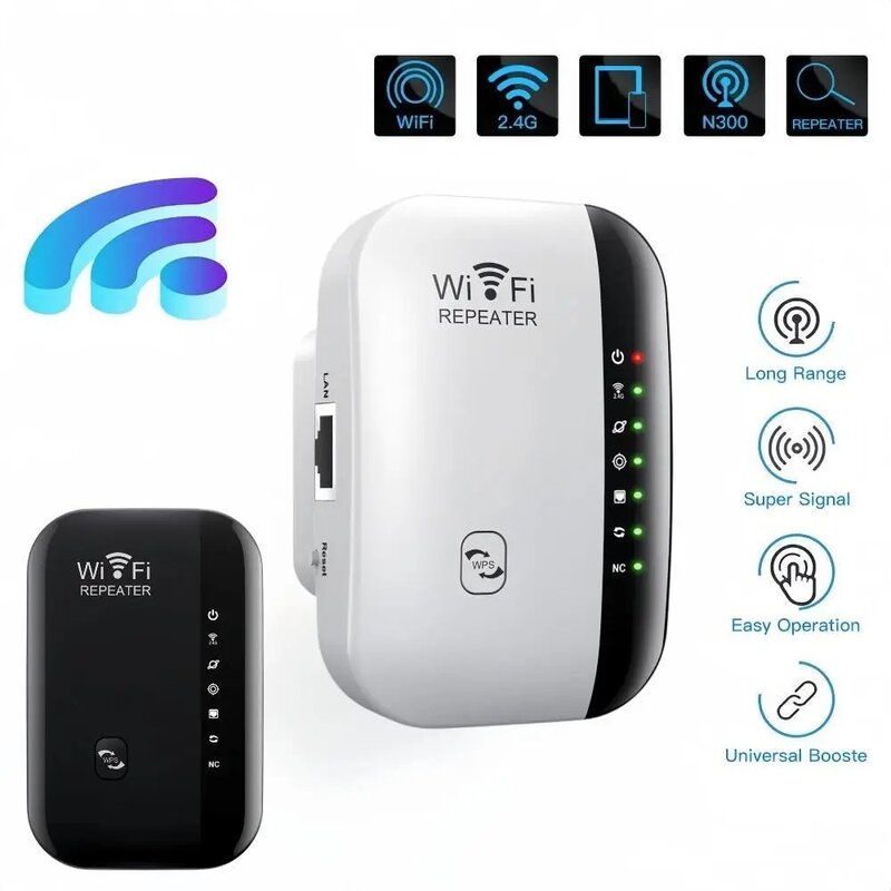 Penguat sinyal WIFI 802.11N, Repeater WiFi jarak jauh 300Mbps untuk rumah/kantor