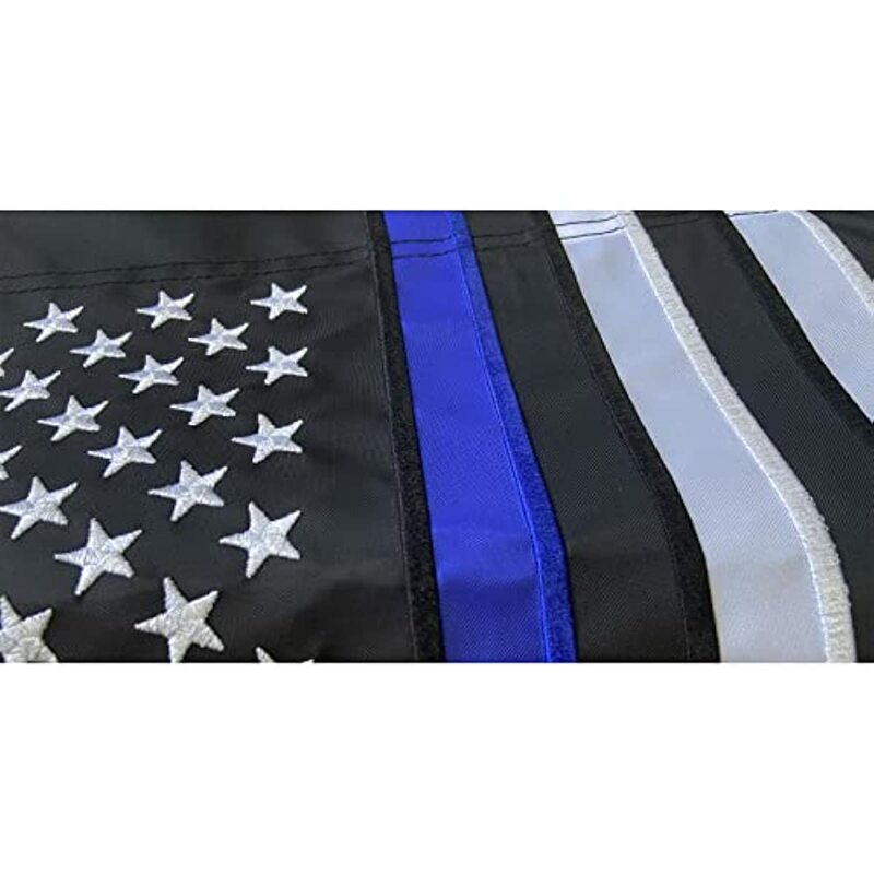 Bendera Taman Bendera Garis Biru Tipis 12X18 Inci Bendera Polisi Bordir Biru Kehidupan Materi Kembali Responden Pertama