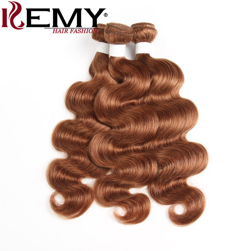 Tissage en lot brésilien Remy Body Wave avec closure-KEMY, cheveux 100% naturels, brun document, avec Frmetds, lots de 3