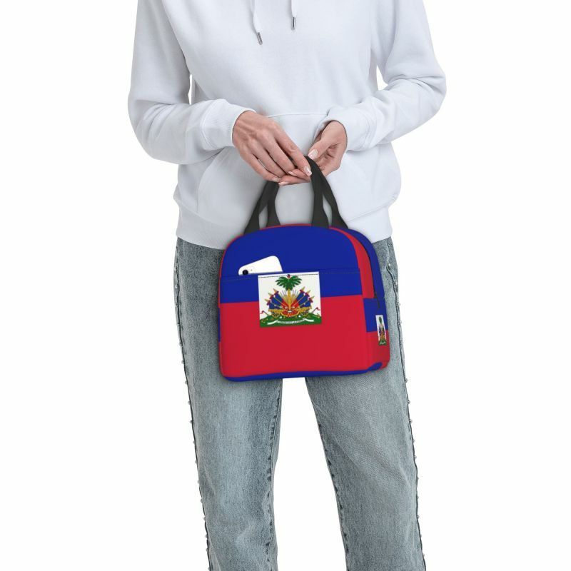 Custom Flag Of Haiti Lunch Bag Men Women Thermal Cooler Insulated Lunch Boxes for Adult Office