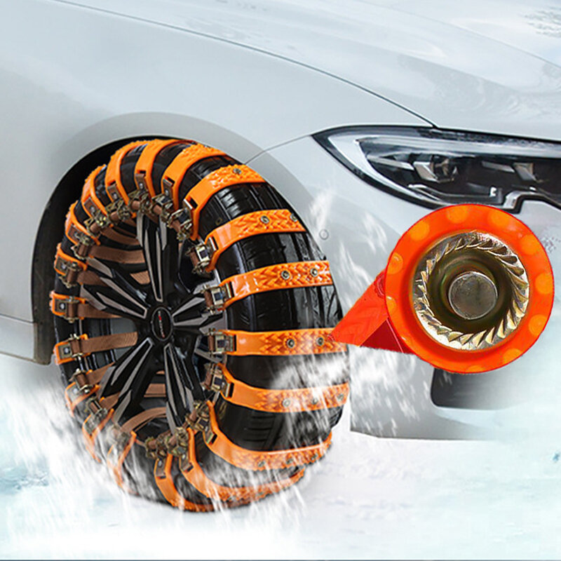 ล้อรถยนต์กันลื่น1/2นิ้ว10ชิ้นยางล้อสำหรับฤดูหนาวโซ่น้ำแข็งหิมะยานพาหนะ SUV โซ่ล้อโคลนถนนโซ่ฉุกเฉิน