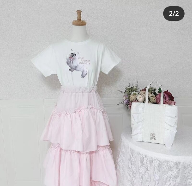 Falda de Lolita de estilo japonés para mujer, Faldas plisadas con volantes de hada en capas, Faldas largas rosas dulces para mujer 2024