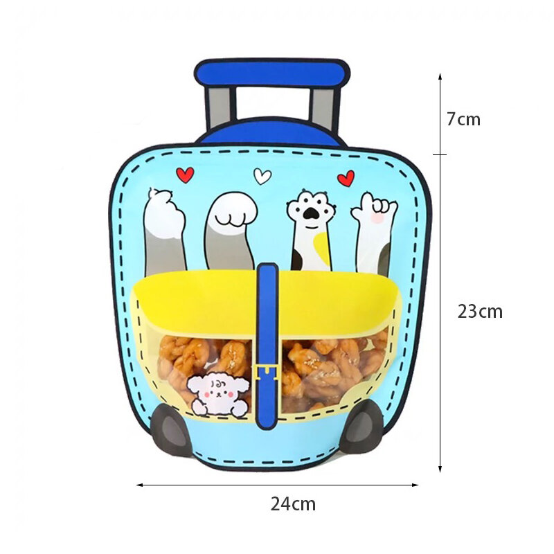 Cute Cartoon Sealed Bags Schoolbag Cats Candy Snack Plastic Packaging Bag Self-lock Zipper Birthday Festival Party Kids Gift Bag