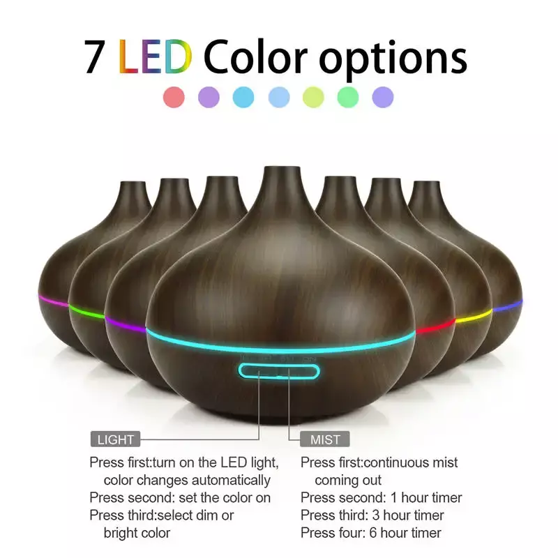 550ML elektryczny rozpylacz zapachów dyfuzor olejków eterycznych nawilżacz powietrza ultradźwiękowy pilot kolor LED lampa Mist Maker Car Home
