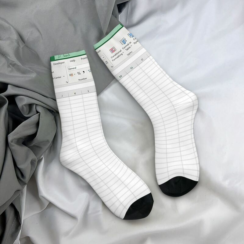 Chaussettes vierges avec feuille Excel, bas absorbant la sueur Harajuku, chaussettes longues toutes saisons, accessoires pour cadeaux unisexes
