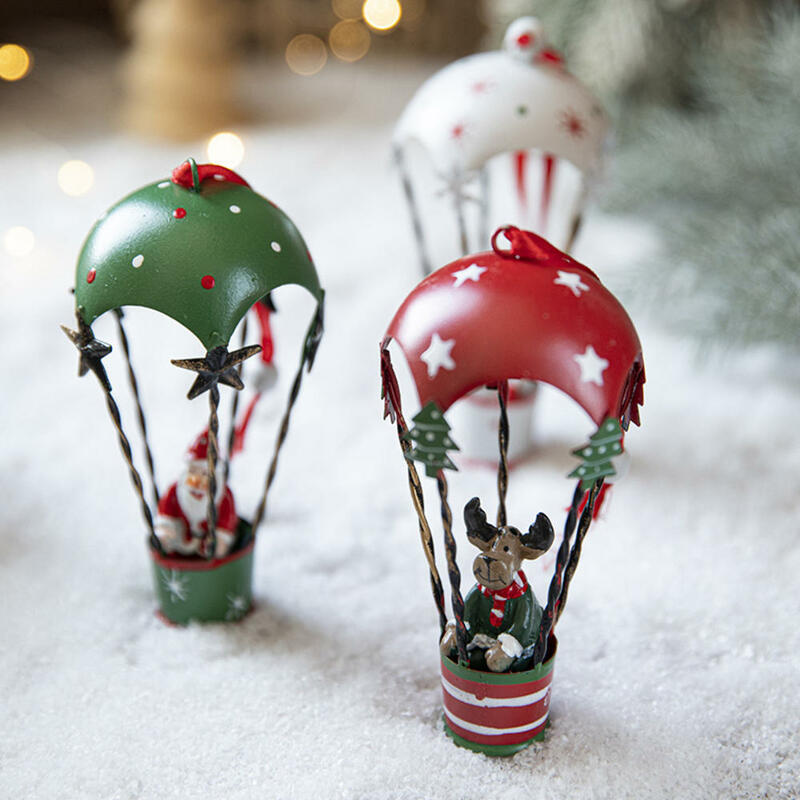 Pingente do paraquedas do balão do ar quente do Natal, ornamentos criativos da árvore do ferro forjado nórdico, decorações do festival