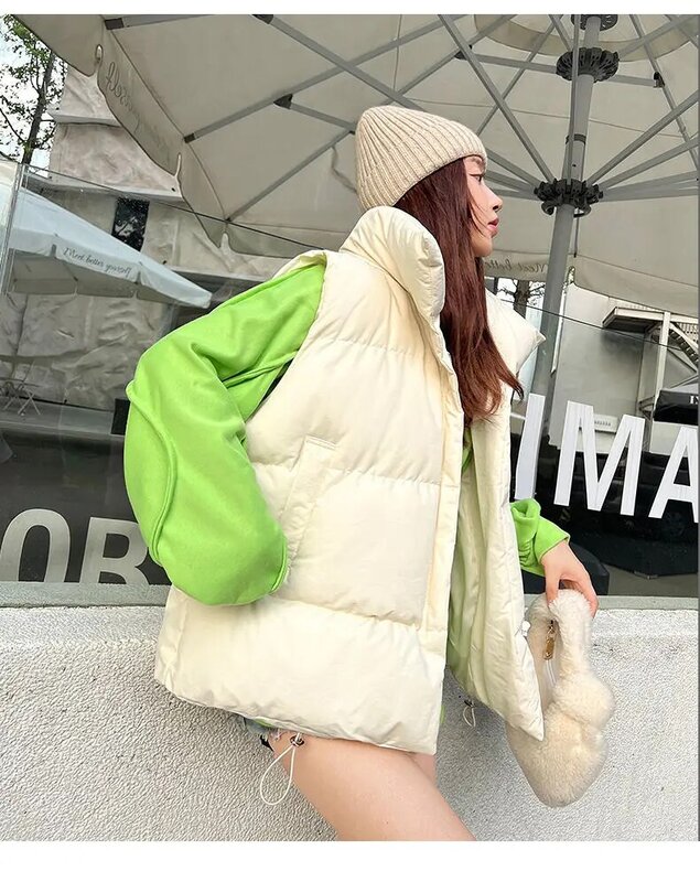 Autumn and Winter New Women's Standing Neck Down Cotton Vest Loose Commuter Leisure Fashion Tank Top