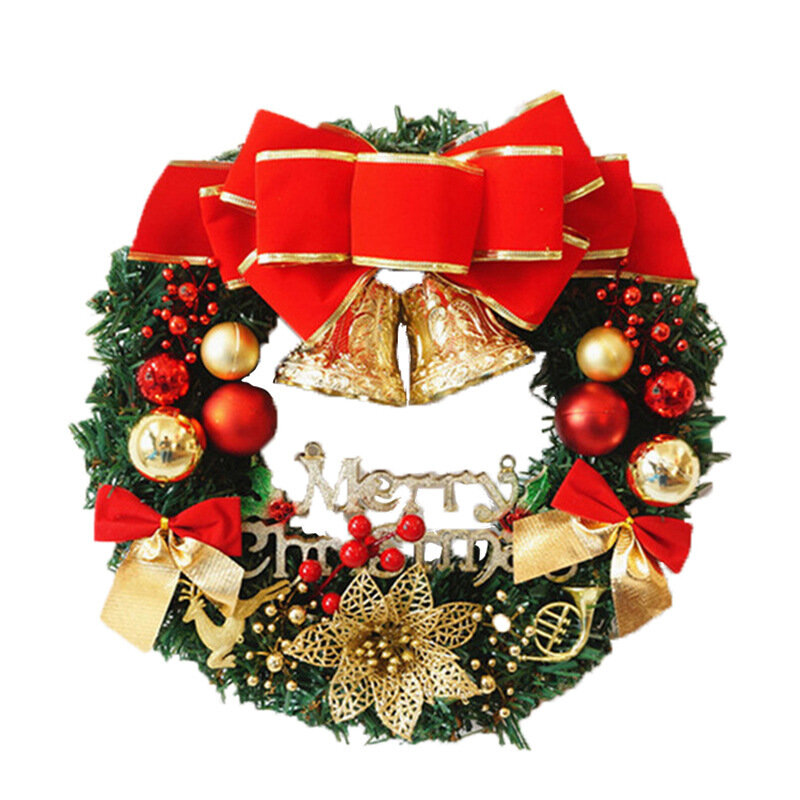 Campana colgante de puerta de Navidad, decoración de corona de pajarita, accesorios de exhibición de ventana, regalos de diseño de escena de centro comercial de Hotel, 30/40/50/60cm