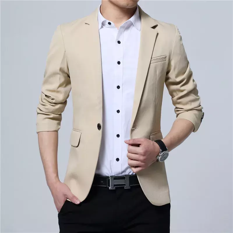 2023 New Fashion Spring  Autumn Casual Men Blazer Cotton Slim England Suit Blaser Masculino Male Jacket Blazer Men Size M-5XL