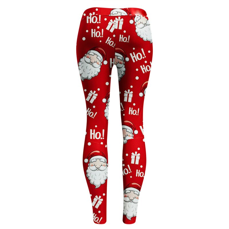 Damski nadruk świąteczny legginsy seksowna bardzo dopasowana na co dzień spodnie rozruchowe śliczna odzież damska na zimę
