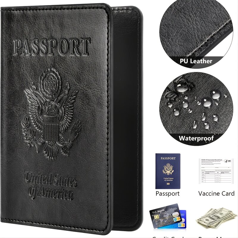 Dompet penutup penyimpan paspor, dompet penting perjalanan memblokir RFID, casing kartu kulit perjalanan internasional harus memiliki Aksesori Perjalanan