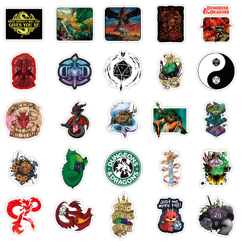 50Pcs Anime Dungeons And Dragons Graffiti Decal Notebook Stickers Voor Bagage Laptop Skateboard Motor Fiets Auto Gitaar Sticker