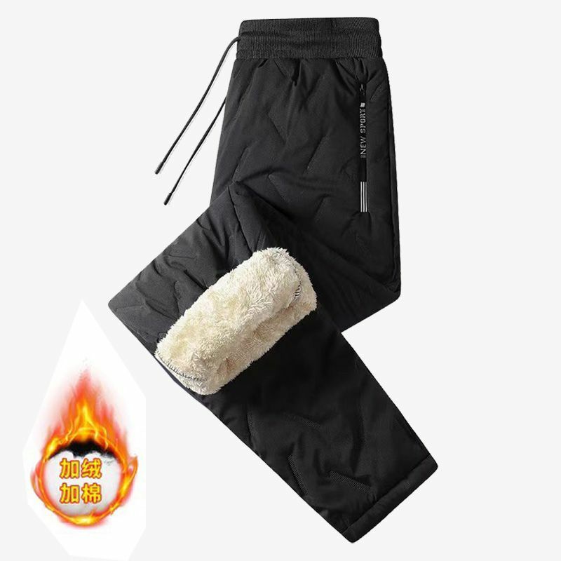 Pantalones gruesos y cálidos para hombre, ropa polar forrada térmica para correr, 6XL talla grande, con bolsillo y cremallera, color negro, invierno, 2023