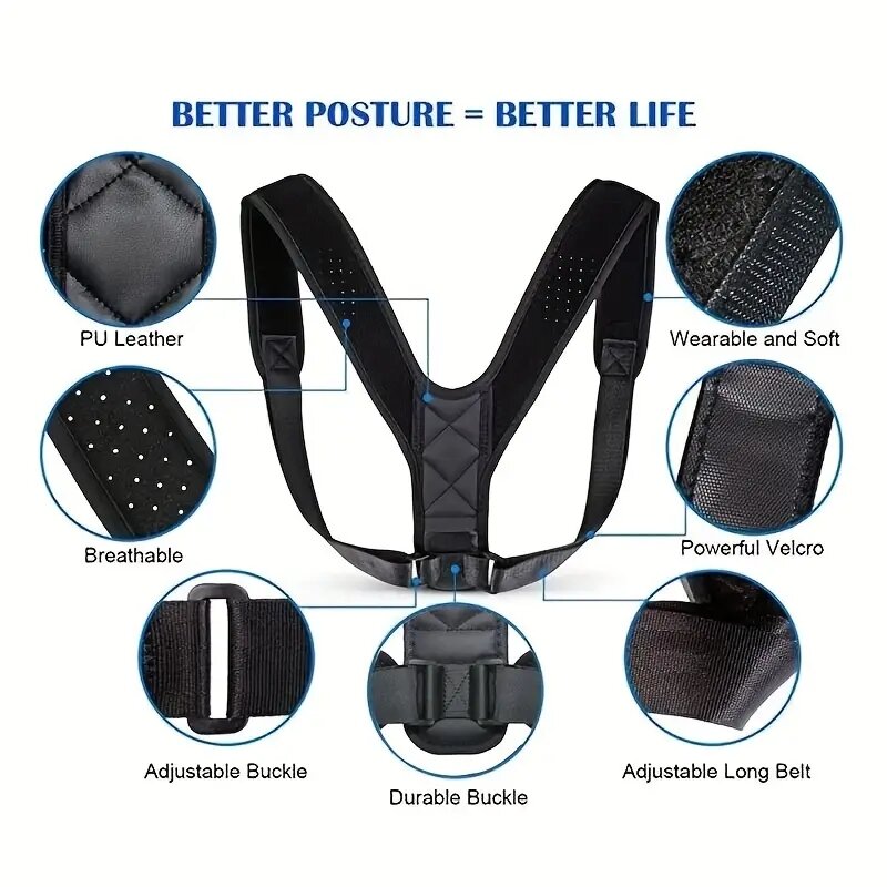 Corrector de postura Unisex, cinturón ajustable para clavícula, columna vertebral, hombros y lumbares