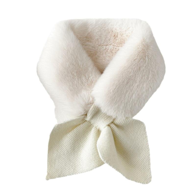 Warm Plush Scarf Women's Versatile Fake Collar Cross Scarve Fur Student Wrap Thicken Neck Spliced Warm Fashion Winter