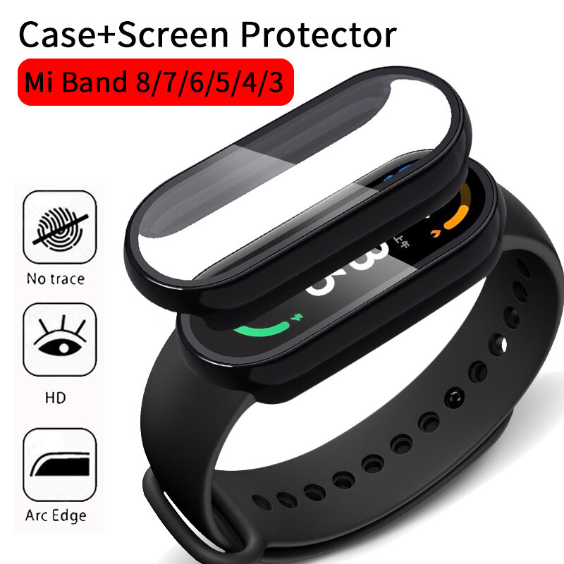 2in1 Case Screen Protector for Xiaomi Mi Band 8 7 6 5 4 3 Case+Film Full Coverage Protective Cover for Miband 6 7 band 5 4 3 NFC