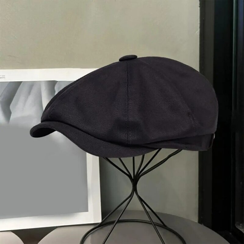 Cappello invernale cappello ottagonale berretti Vintage Unisex alla moda copricapo in cotone leggero con tesa arricciata corta tinta unita per adulti