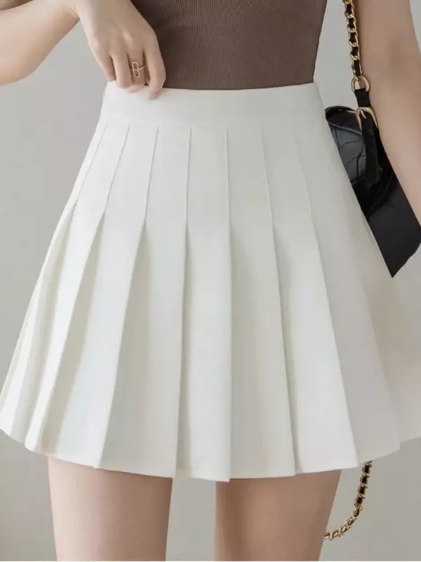 Minifaldas plisadas de estilo coreano para mujer, Falda corta de cintura alta, color rosa japonés, color blanco, Y2k