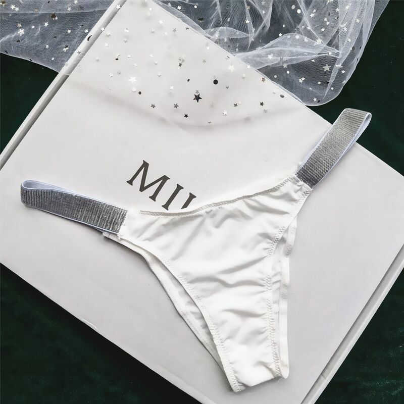Ropa interior Sexy de algodón para mujer, tangas de cintura baja con Cinturón fino en la entrepierna, paquete medio