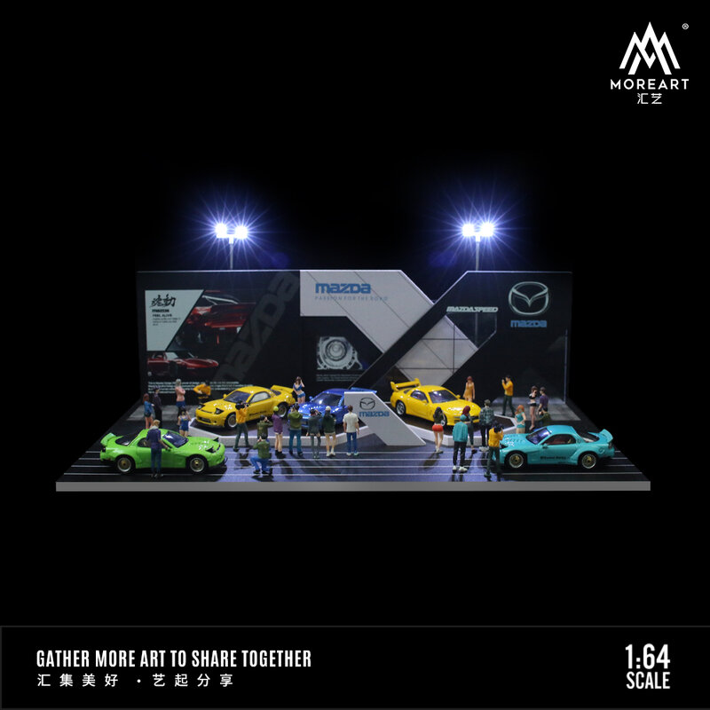Timemicro & Moreart 1:64 Lamborghini Mazda Toyota Nissan Motor Show Booth Light Versie Scène Model Met Licht Geminiaturiseerde Scène