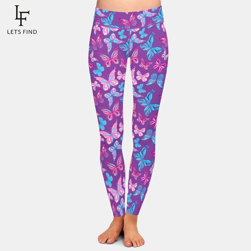 LETSFIND – Leggings Push Up taille haute pour femmes, pantalons extensibles de Fitness avec impression numérique de beaux papillons à la mode