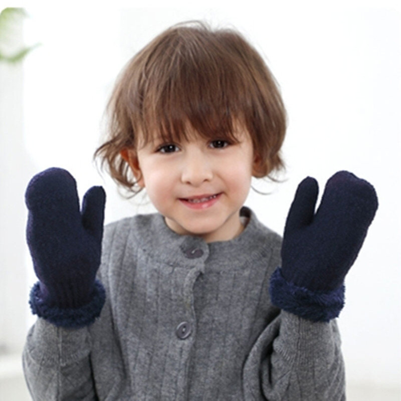 ฤดูหนาว Warm Plush ถุงมือทารก Thicken ขนแกะเด็กเล่นสกีถุงมือสำหรับ1-3ปีเด็กหญิงเด็กชายกลางแจ้งกีฬา Full Finger Mittens