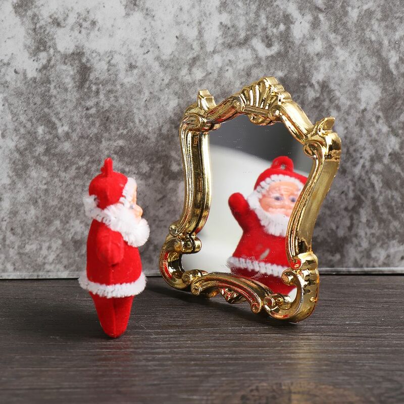 1:12 Scale Vintage Gloden Frames Miniature Oil Painting Dollhouse Ornament Mini Picture Retro Mirror Kids Toys Doll Accessories