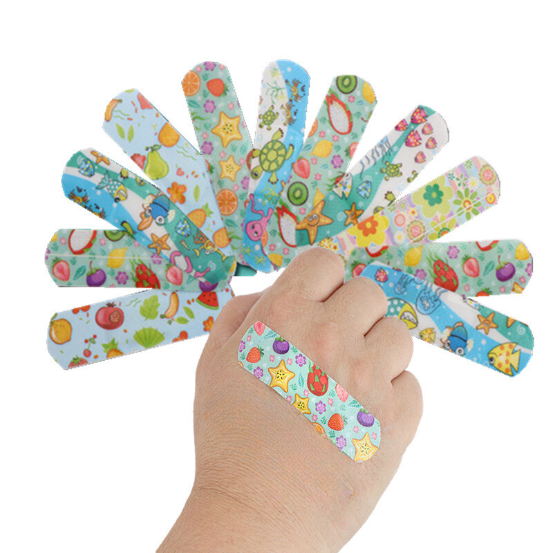 100pcs/set Cartoon Band Aid Strips Marine Organism Fish Prints Skin Patches Adhesive Bandage for Baby Kids Breathable Plaster