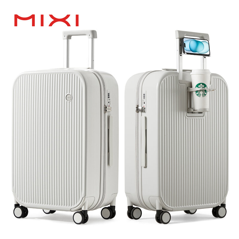 Mixi koper desain baru, koper beroda dengan wadah ponsel cangkang keras, koper beroda, desain baru 2024
