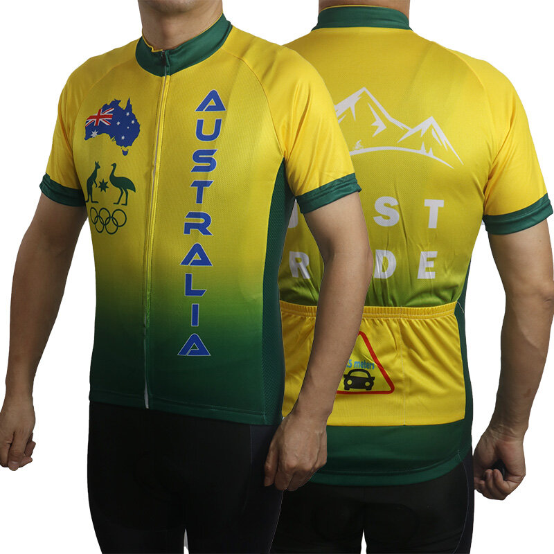 Letnia koszulka krótki dżersej na rower, Australia Pro Jersey, wyścig rowerowy odzież sportowa, szosowy oddychający Top
