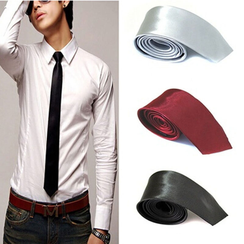 5 Colors 1pc Casual Slim Plain Mens Solid Skinny Neck Party Wedding Tie Silk Necktie Hot Sale