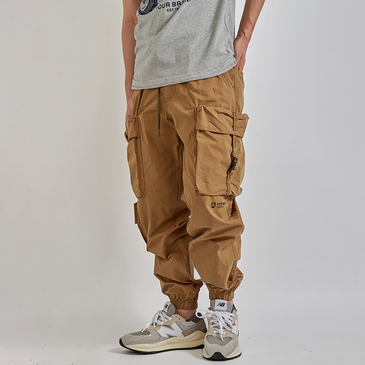 Брюки-карго мужские быстросохнущие, летние японские Ретро штаны в стиле милитари, уличные, варенные, с несколькими карманами, Свободные повседневные брюки с завязкой на щиколотке